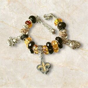 New Orleans Saints Beaded charm bracelet